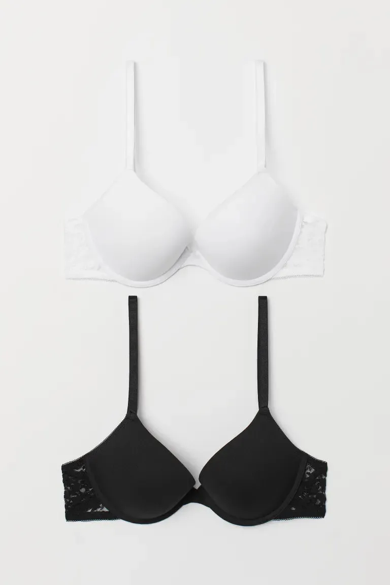 2 push-up bras H&M, white black