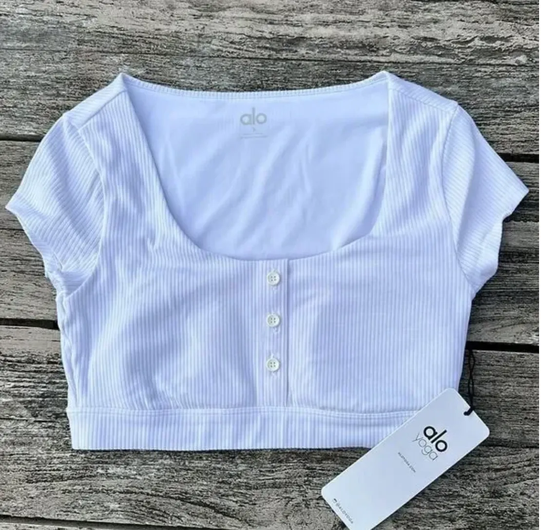 ALO YOGA Blissful Henley Bra Top