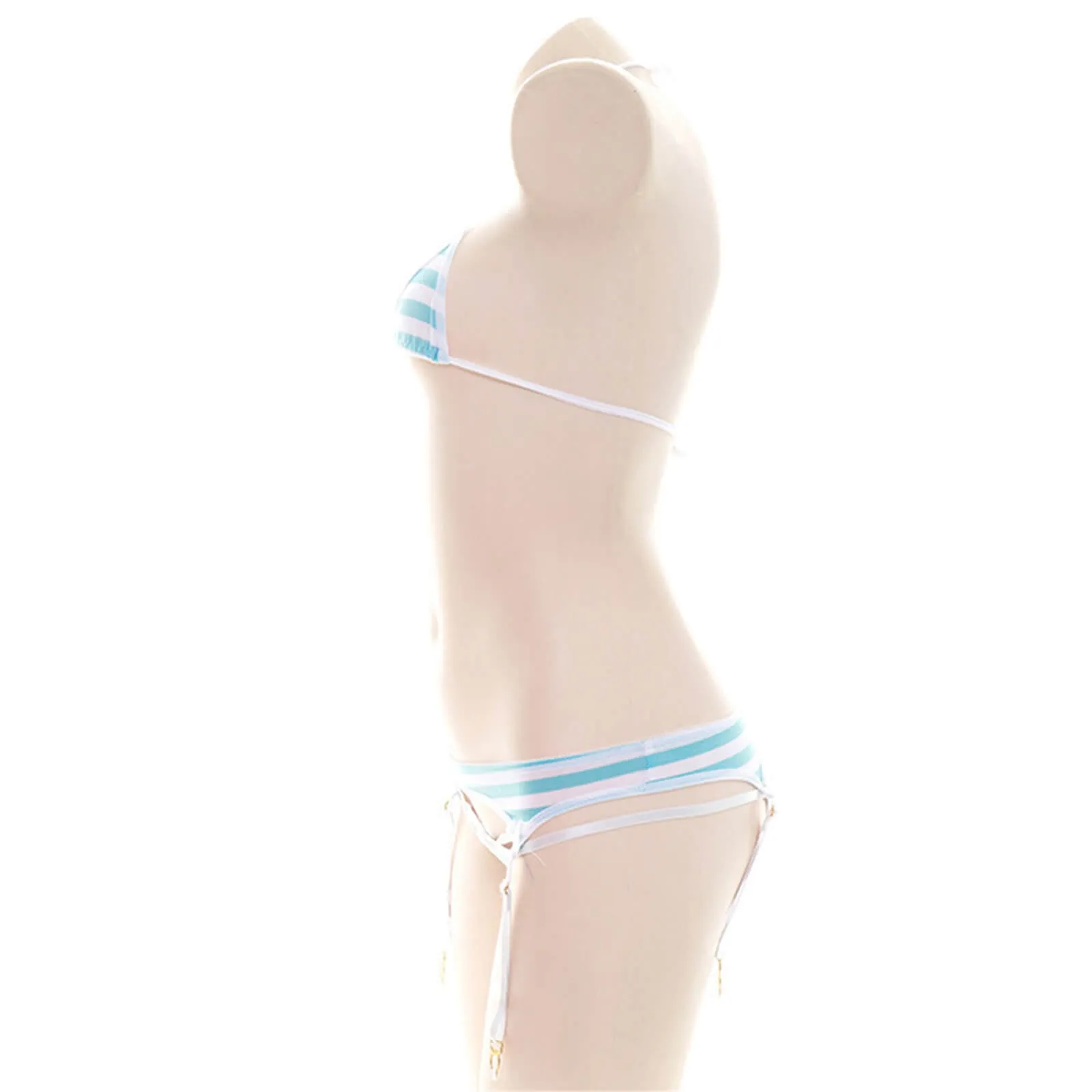 Anime Lingerie Sexy Cute Striped Micro Bikini Cosplay Bra and Panty Set