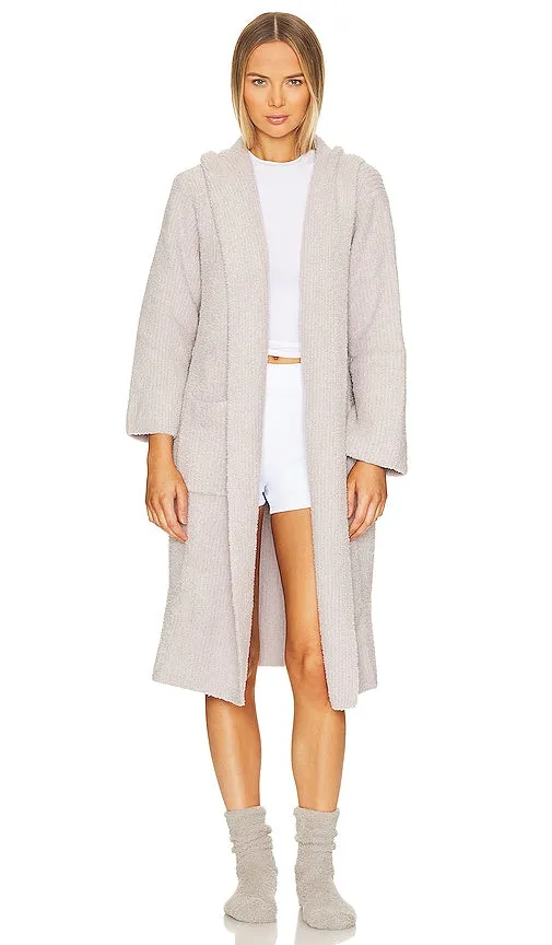 Barefoot Dreams CozyChic Ribbed Hooded Robe in Grey