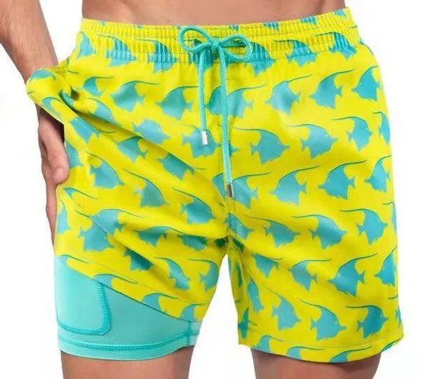 Beach shorts with lining