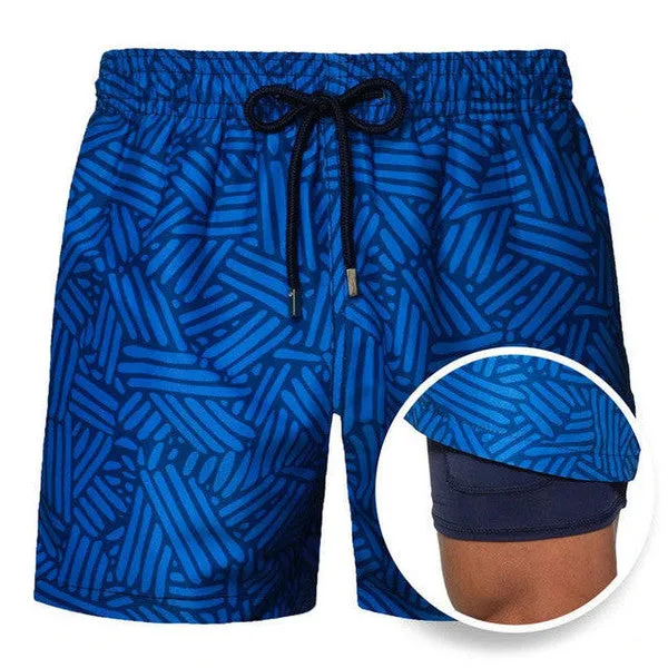 Beach shorts with lining