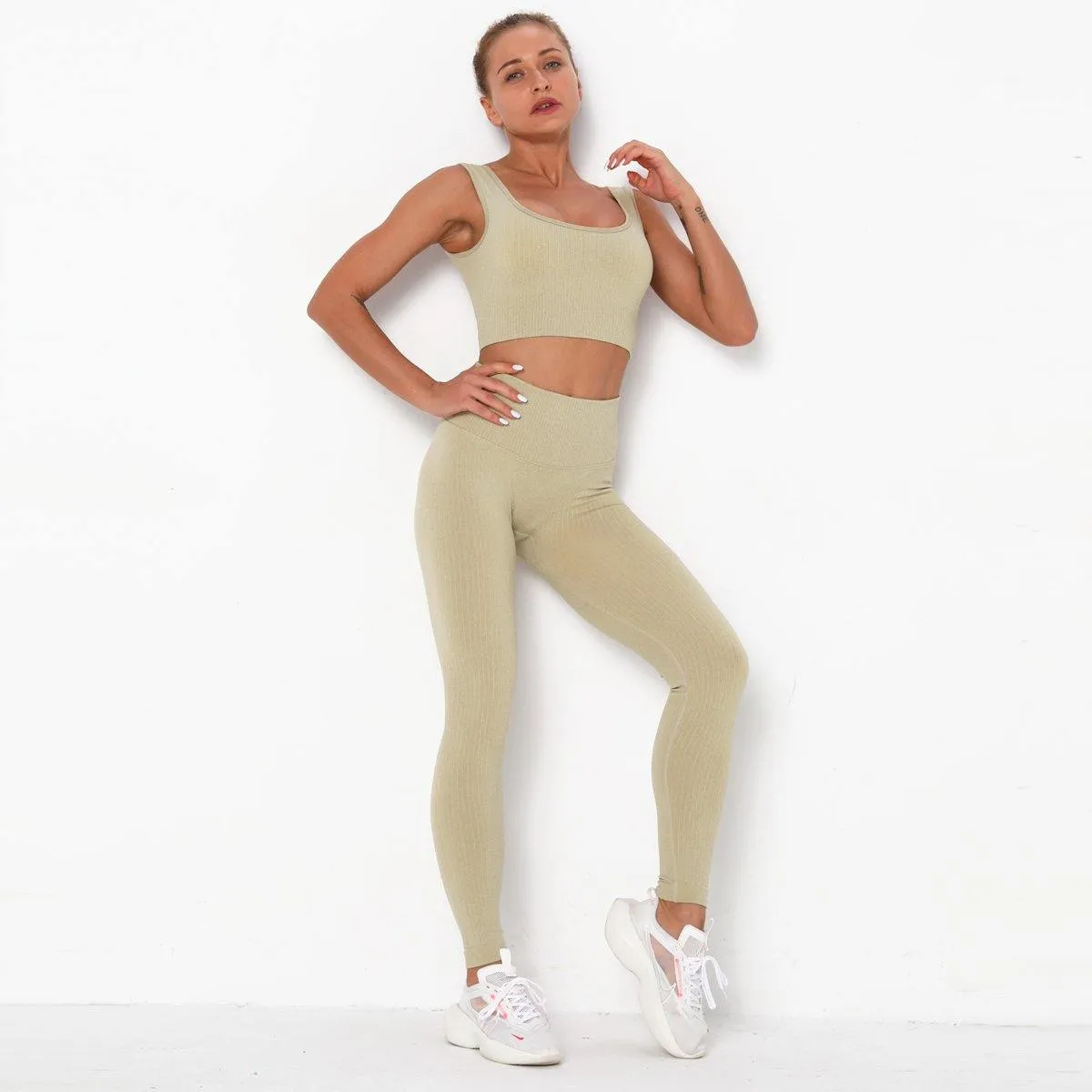 Beige 2 Piece Yoga Set