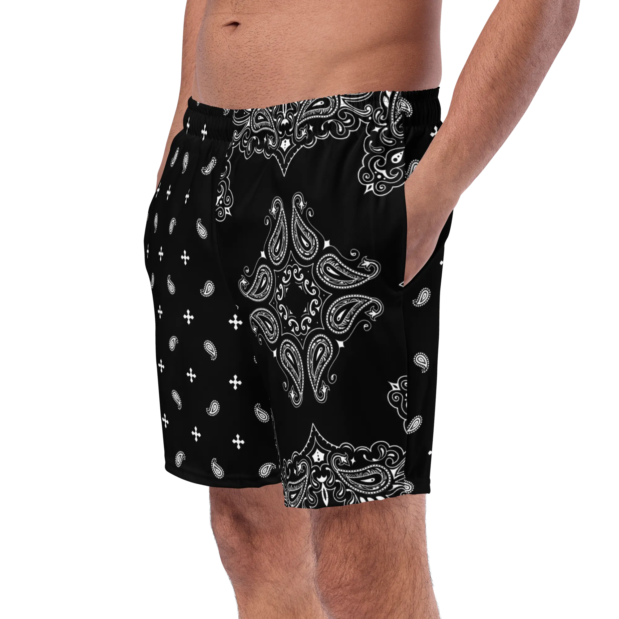 Black Bandana Men's Swim Trunks