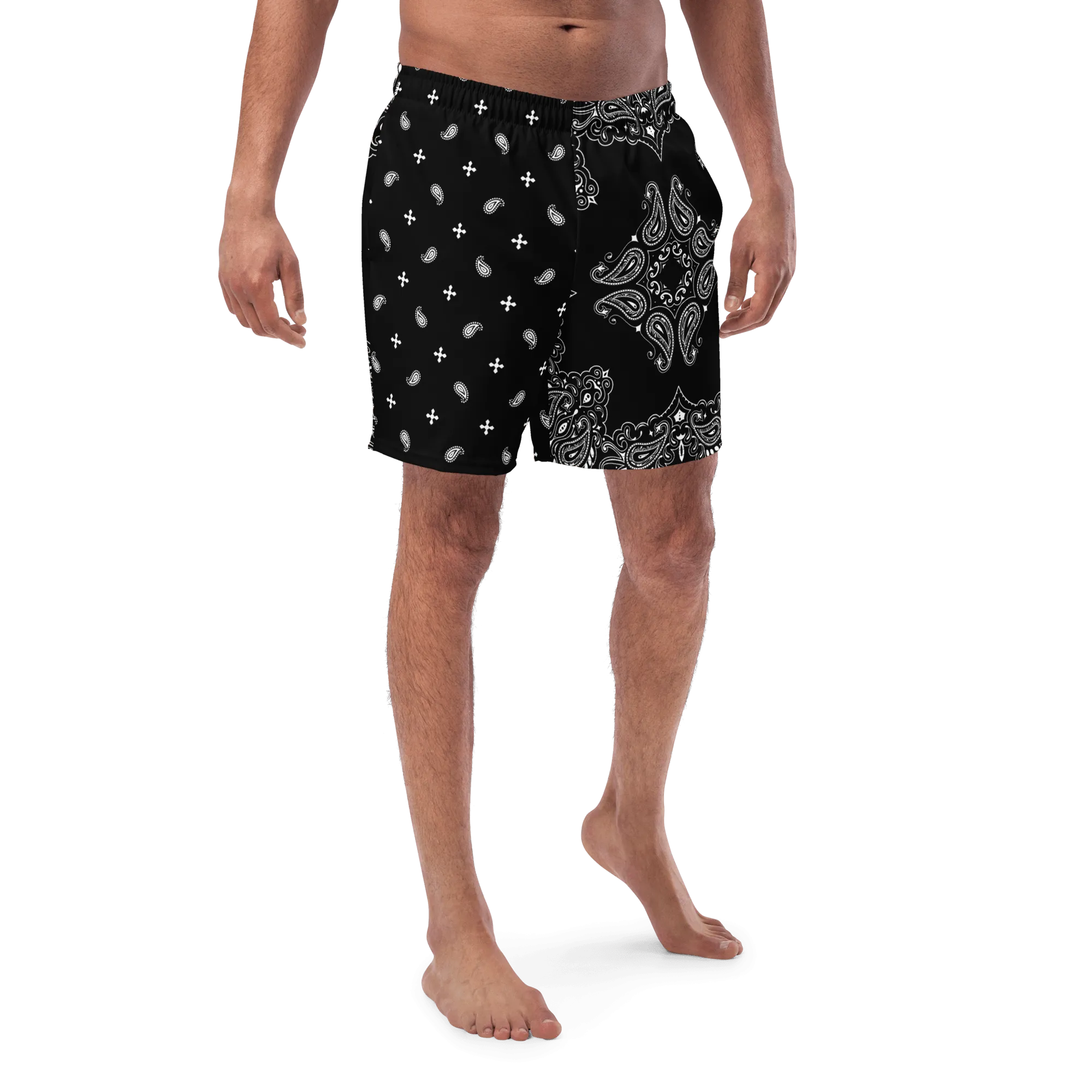 Black Bandana Men's Swim Trunks