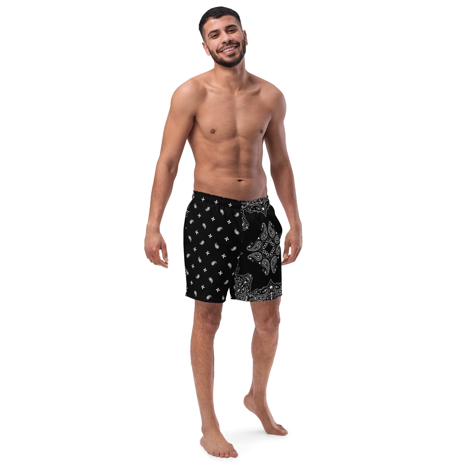 Black Bandana Men's Swim Trunks