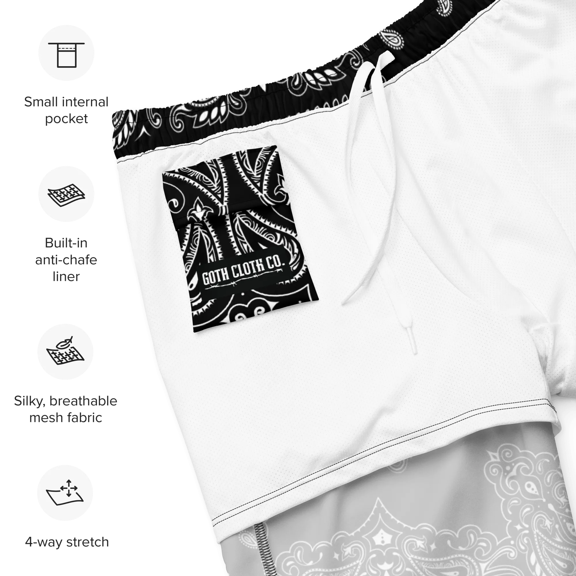 Black Bandana Men's Swim Trunks