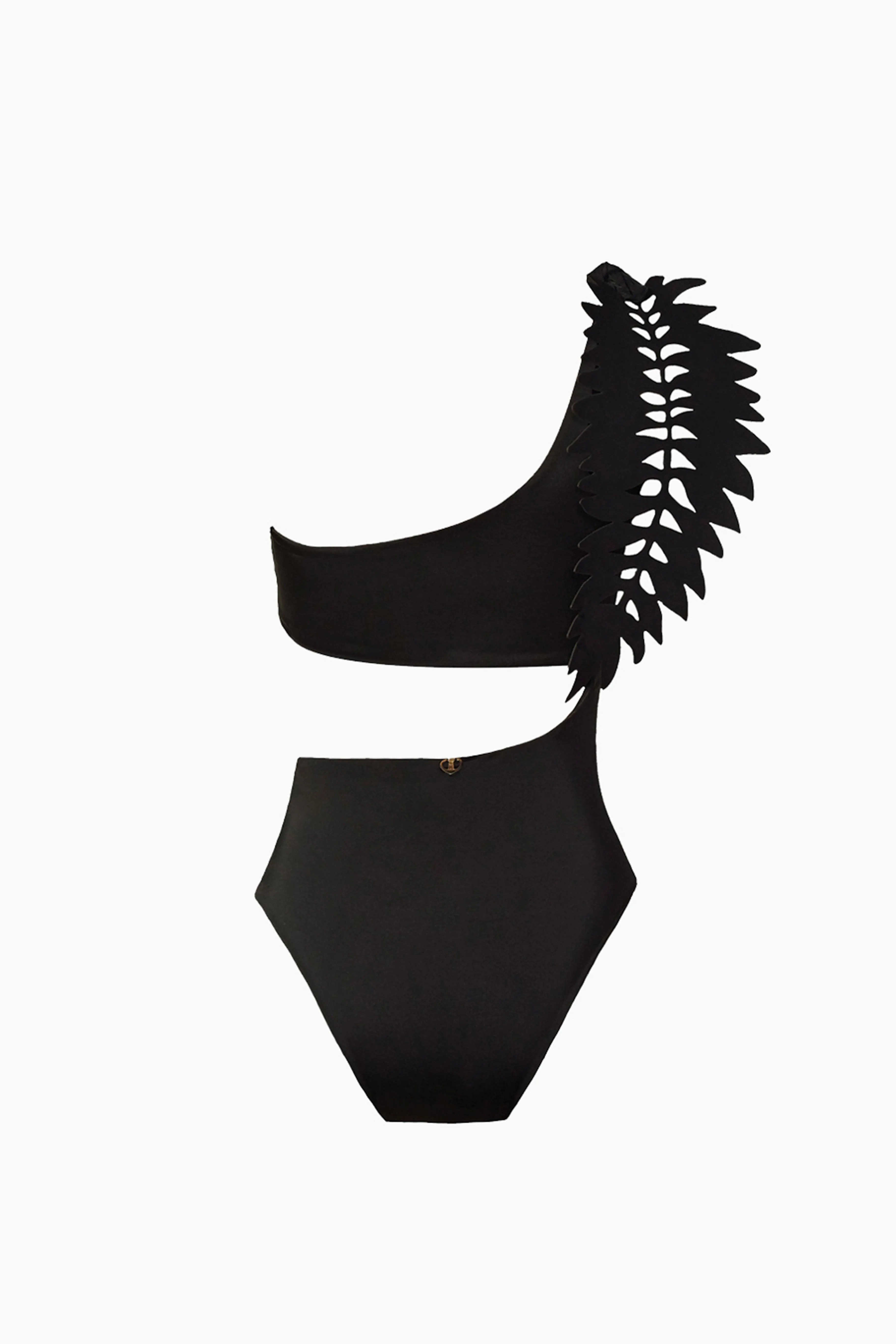 Black Palm One-shoulder One-piece