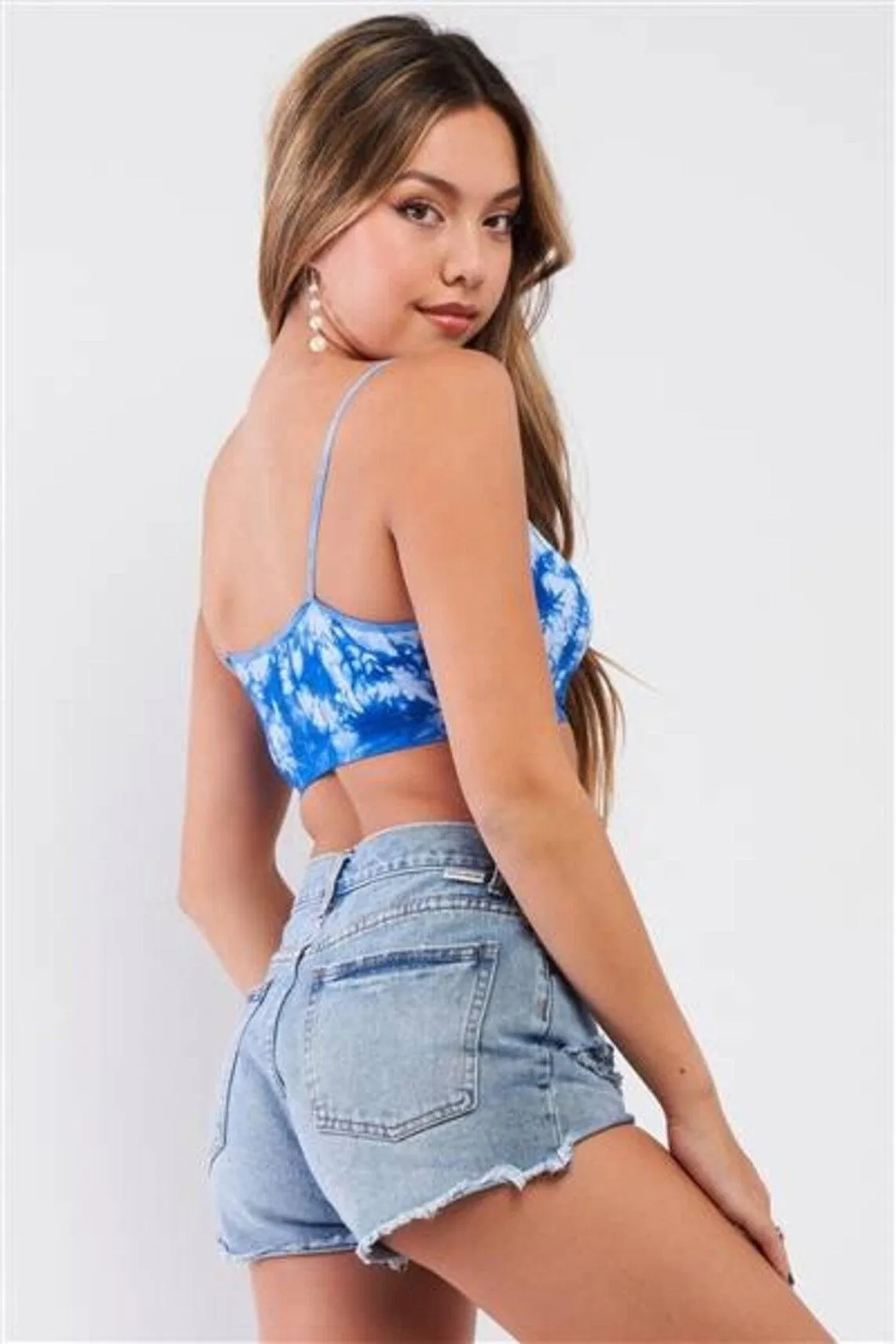 Blue Tie-Dye Sleeveless Sports Bra /3-3
