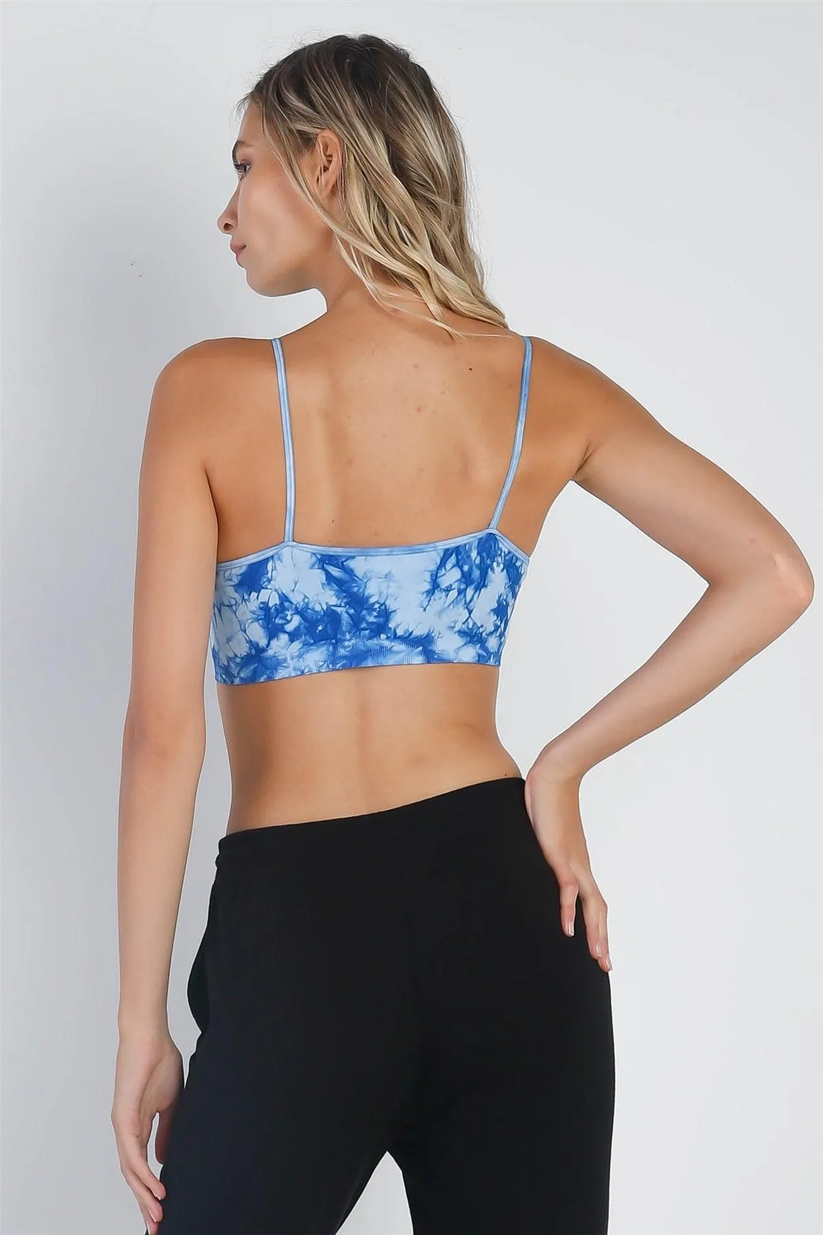 Blue Tie-Dye Sleeveless Sports Bra /3-3