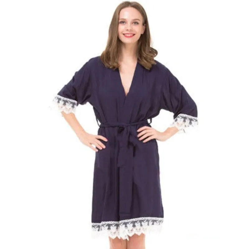 Customized Women's Robe With Lace Pajamas
