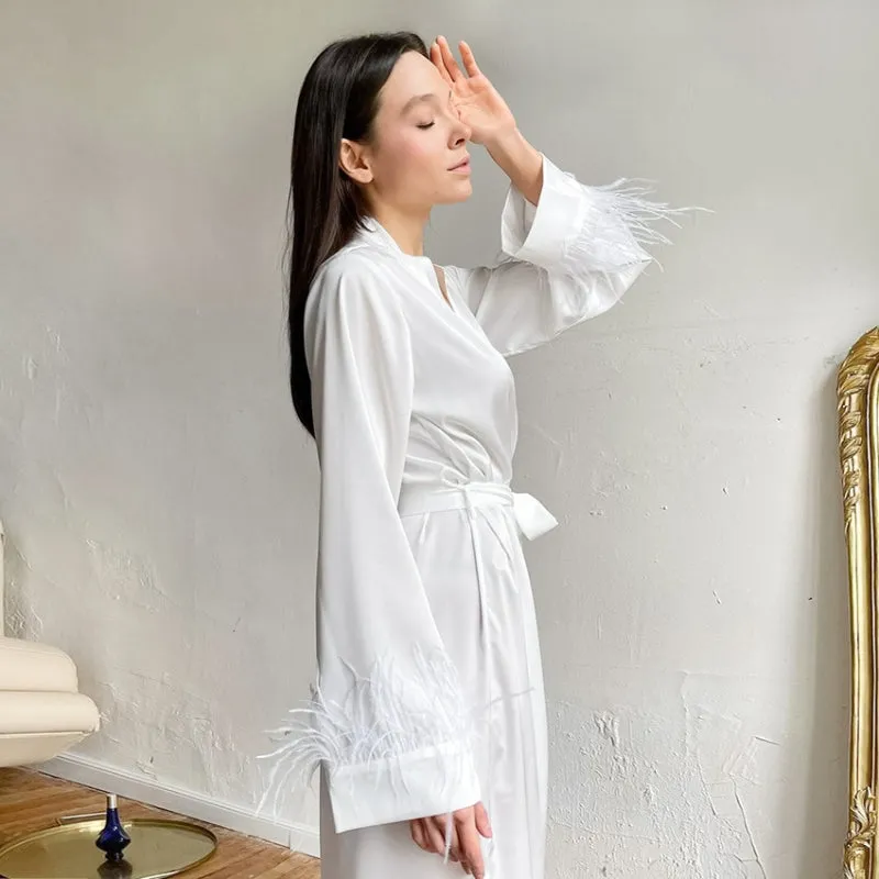 Feather Sleeves Gown For Women