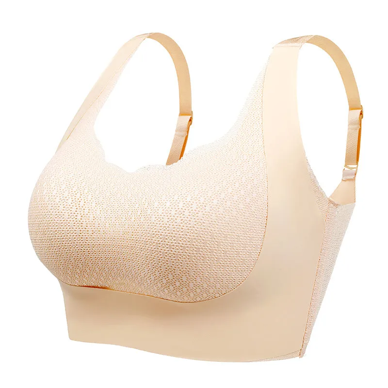 Full cup adjustable large size underwear for women with large breasts, seamless, no steel ring, thin bra to collect side breasts and prevent sagging