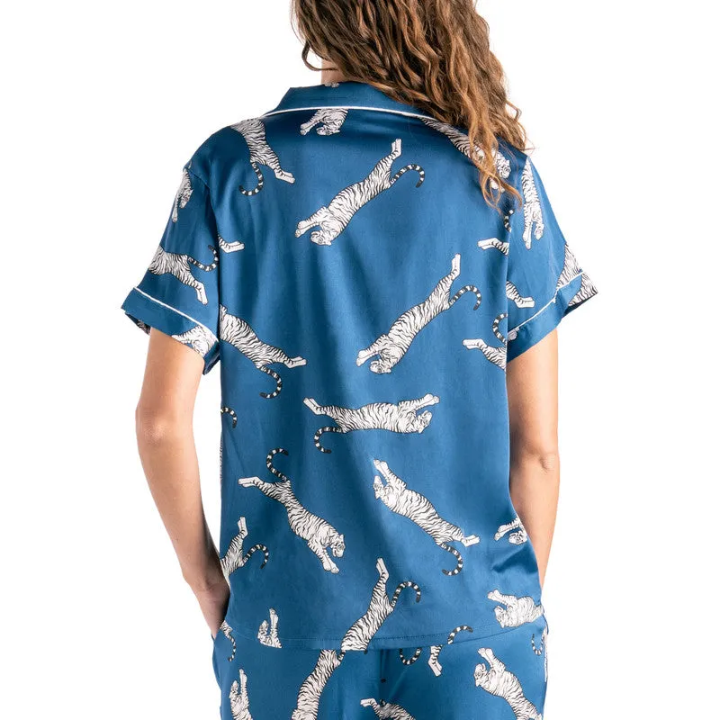 Hello Mello Sleep Easy Tiger Beauty Sleep Satin Pajama Top