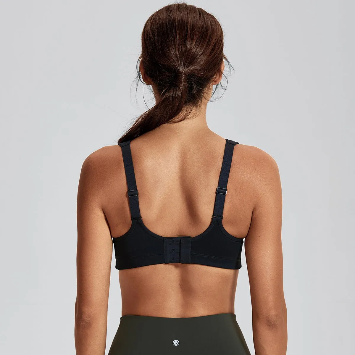 High Impact Removable Pads Underwire Full Coverage Black Workout Bra