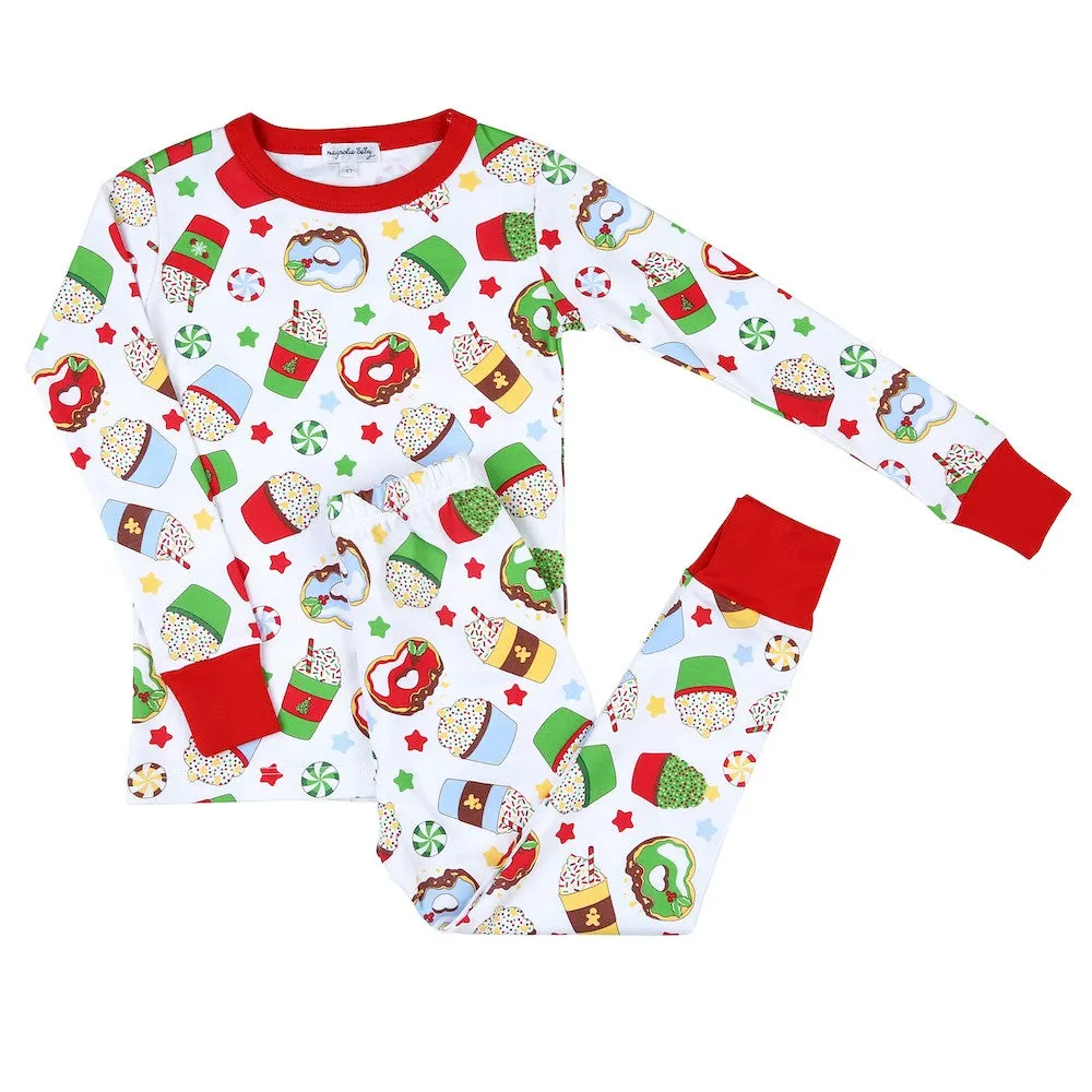 Magnolia Baby Little Girls Red Peppermint Frappuccino Christmas Pajamas