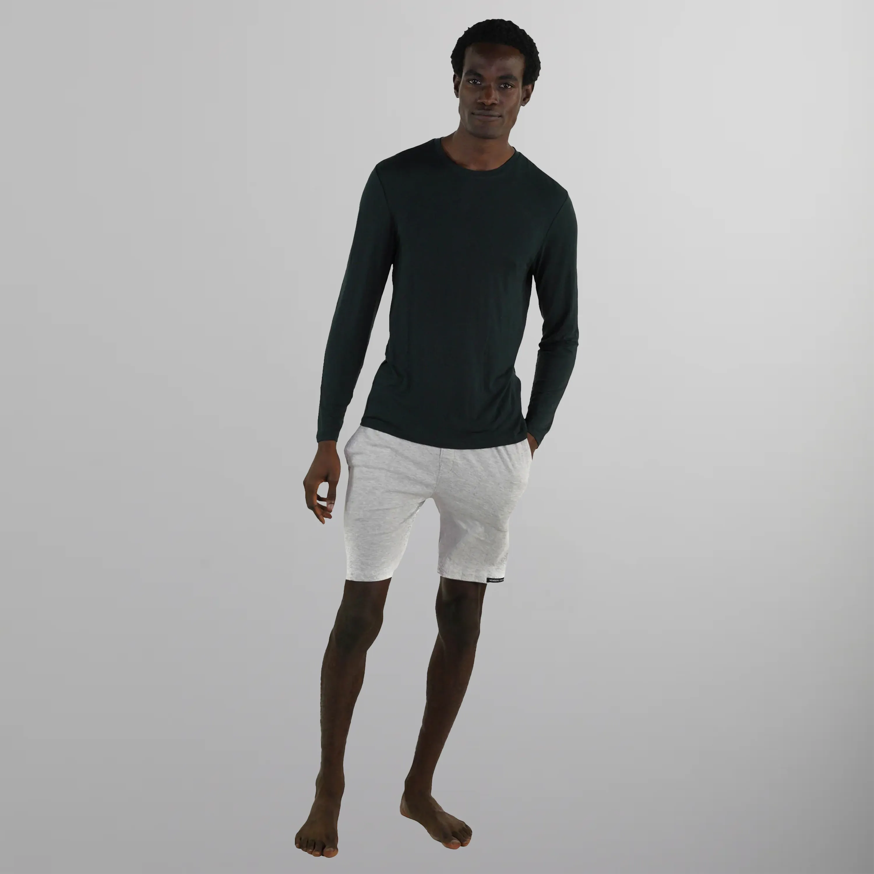 Men's Bamboo Rayon Long Sleeve Knit Sleep Shirt - Black - FINAL SALE