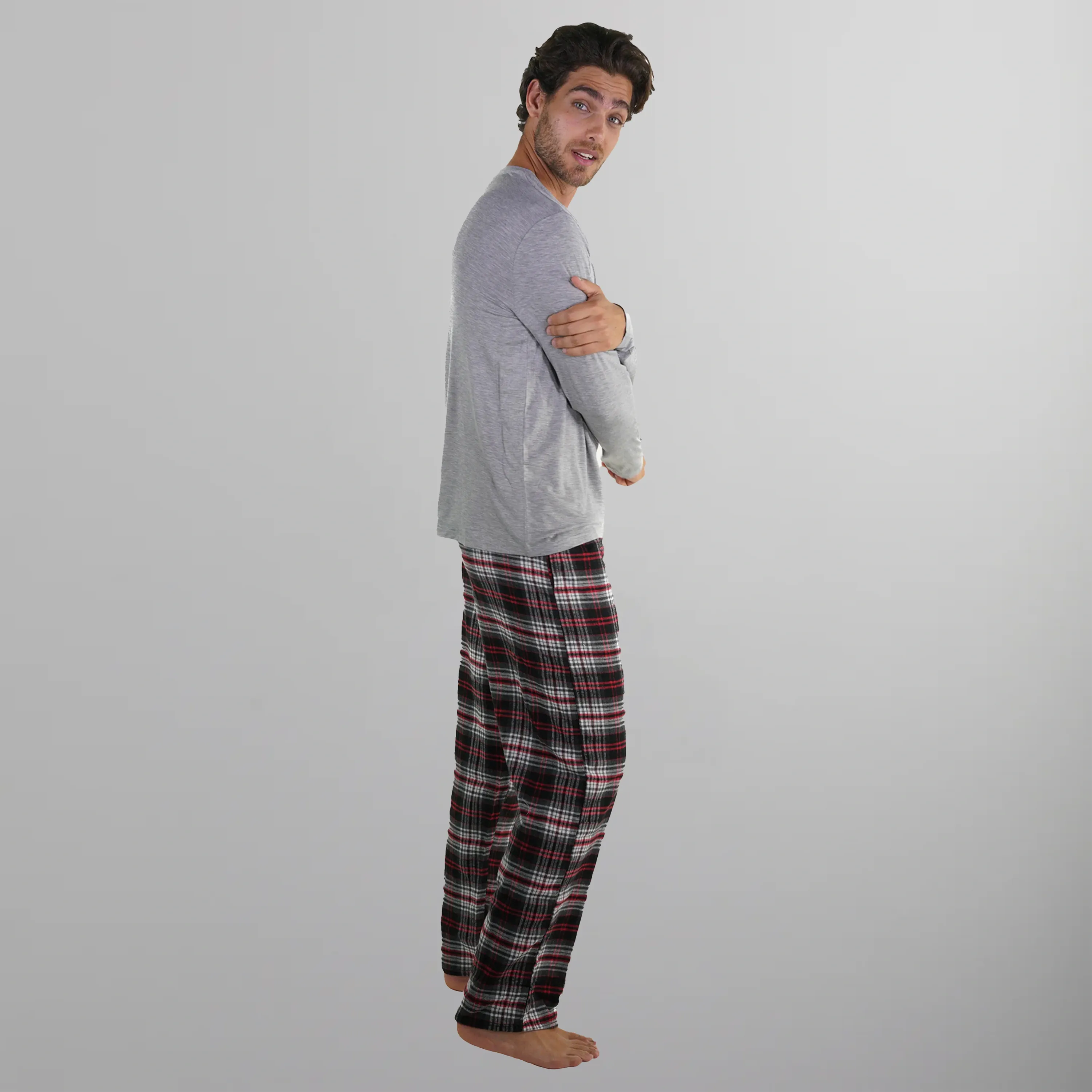 Men's Bamboo Rayon Long Sleeve Knit Sleep Shirt - Grey - FINAL SALE