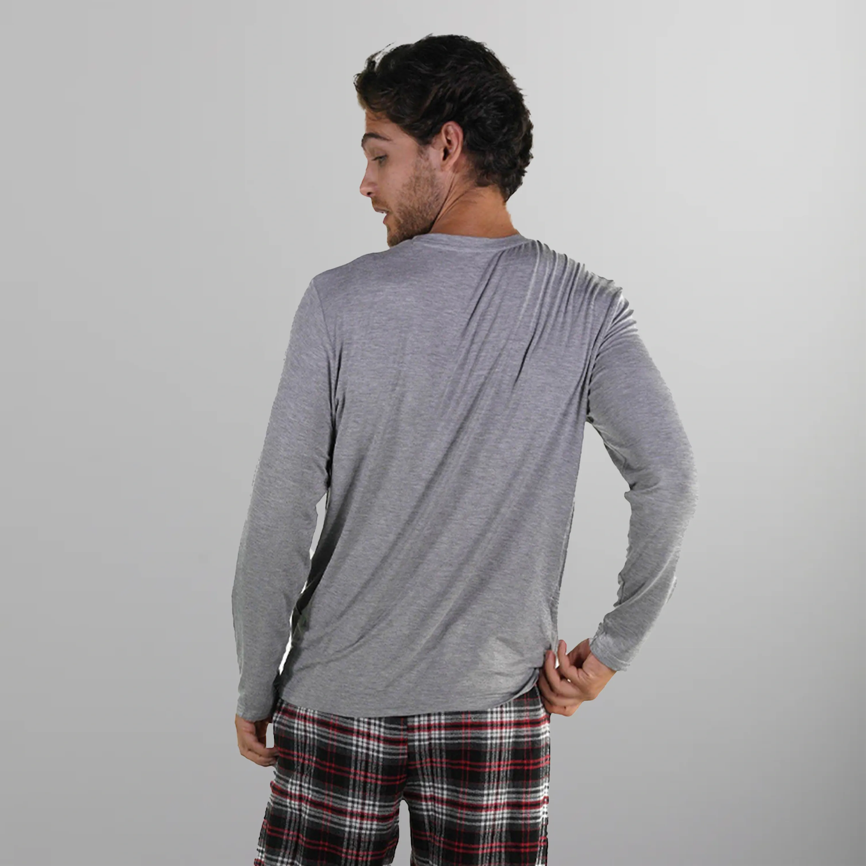 Men's Bamboo Rayon Long Sleeve Knit Sleep Shirt - Grey - FINAL SALE