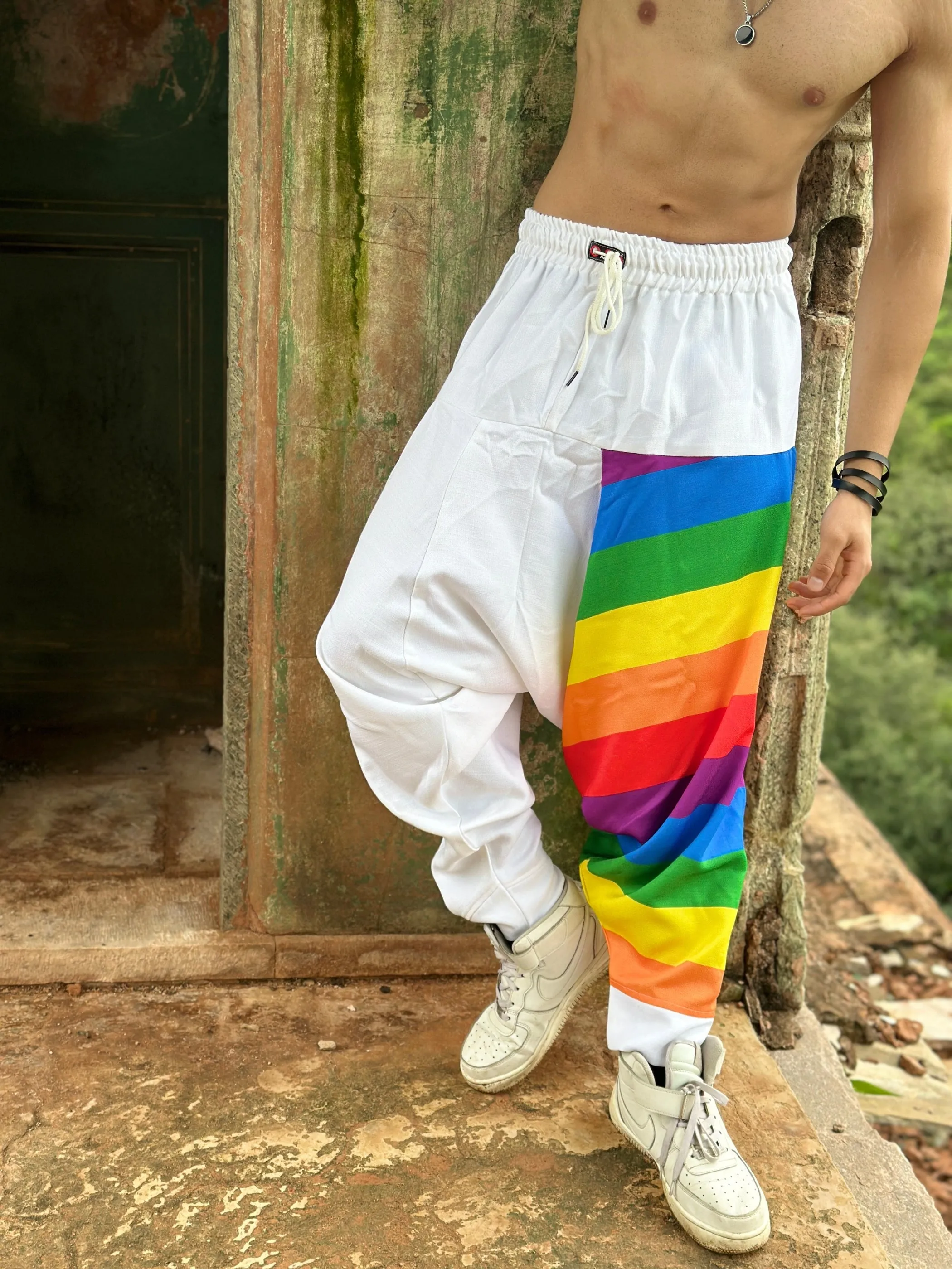 Men's Rainbow Print Multicolored Harem Pant