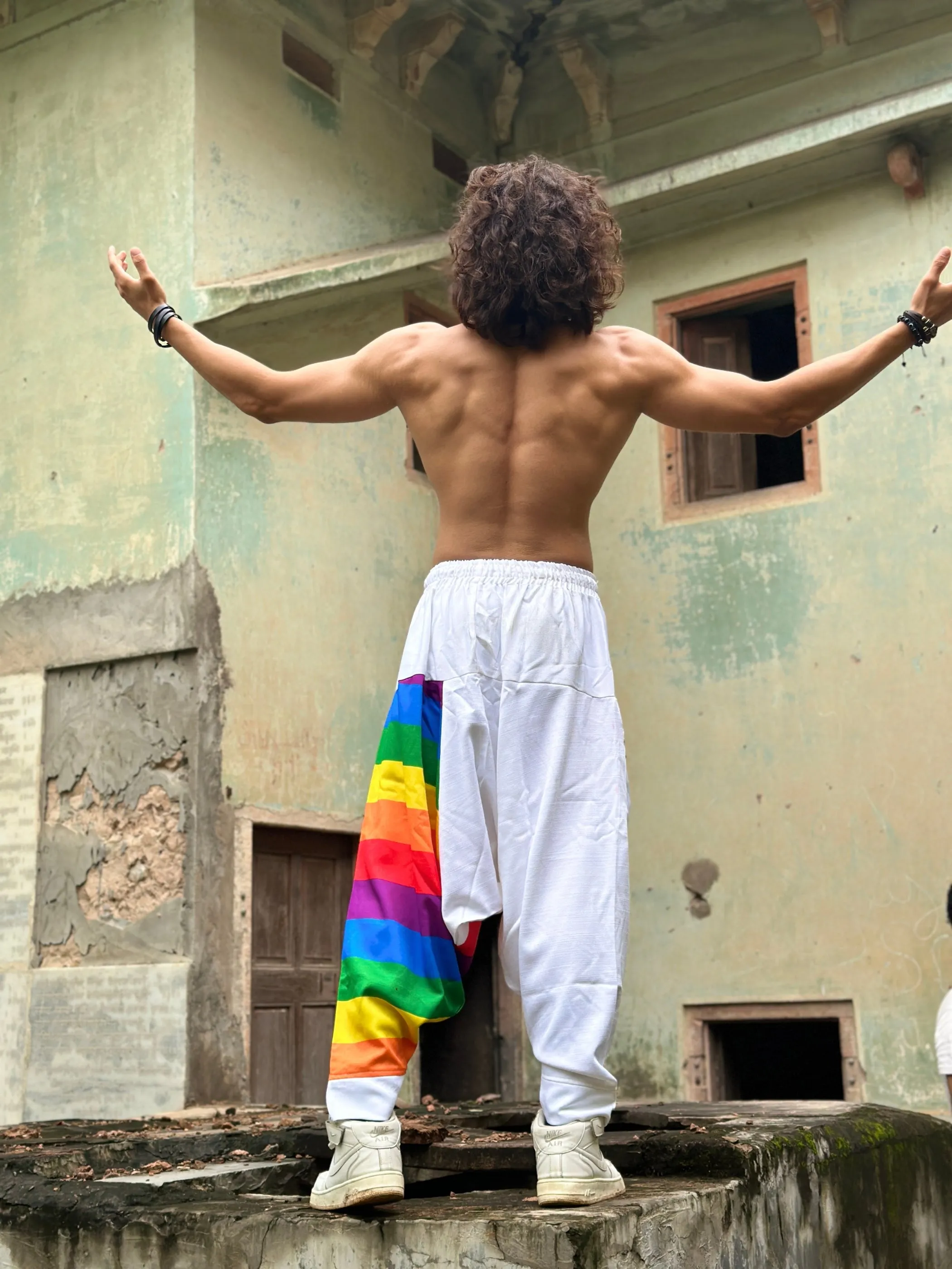 Men's Rainbow Print Multicolored Harem Pant