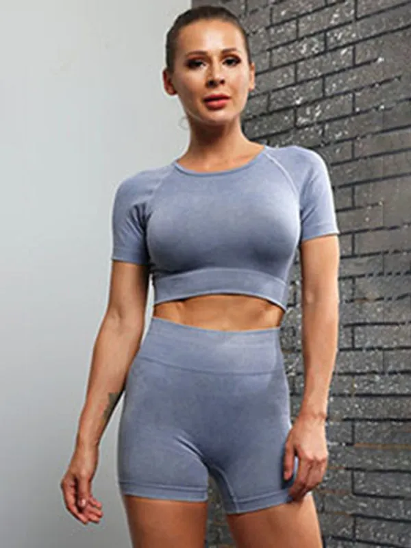 Multi-color yoga sports short-sleeved shorts set