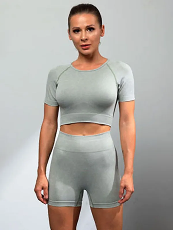 Multi-color yoga sports short-sleeved shorts set