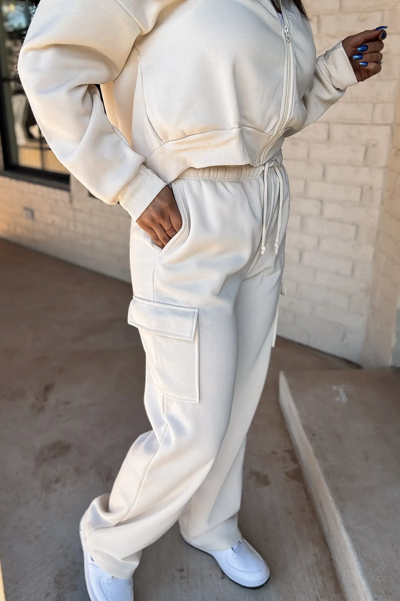 My Very Best New Cream Side Pocket Detail Fleece Pants