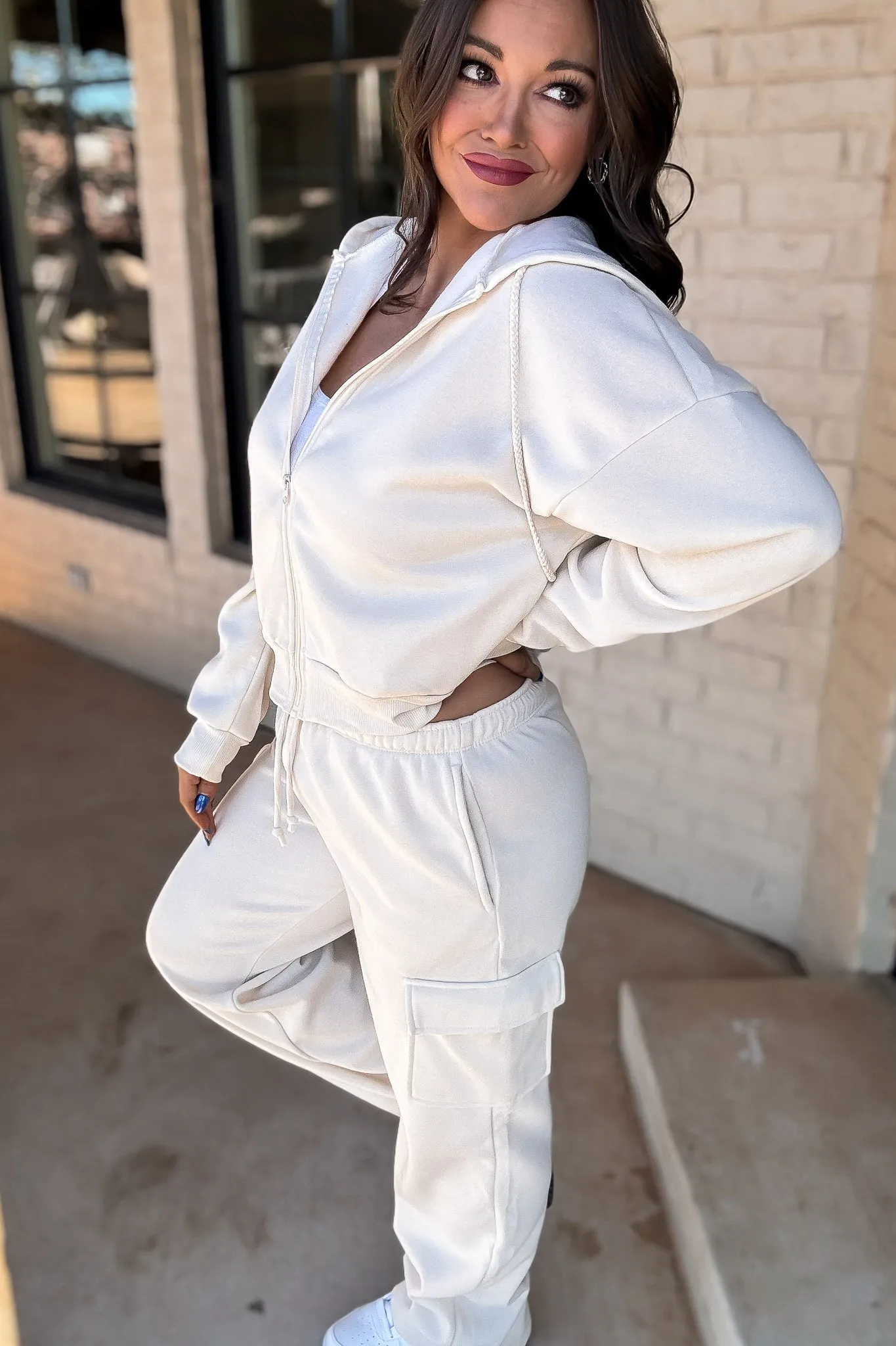 My Very Best New Cream Side Pocket Detail Fleece Pants