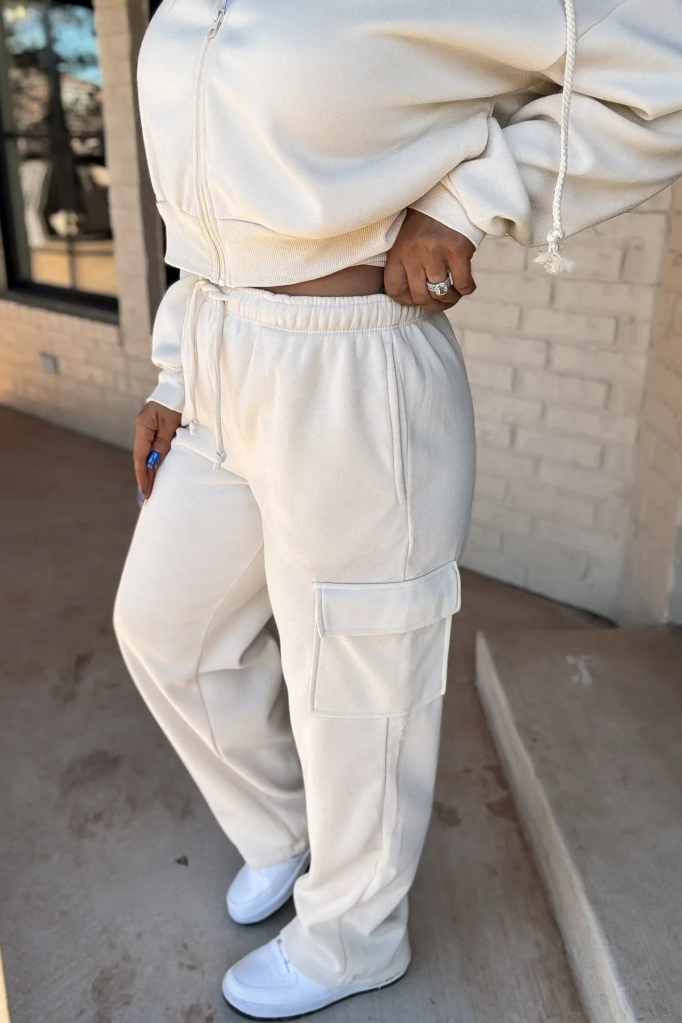 My Very Best New Cream Side Pocket Detail Fleece Pants