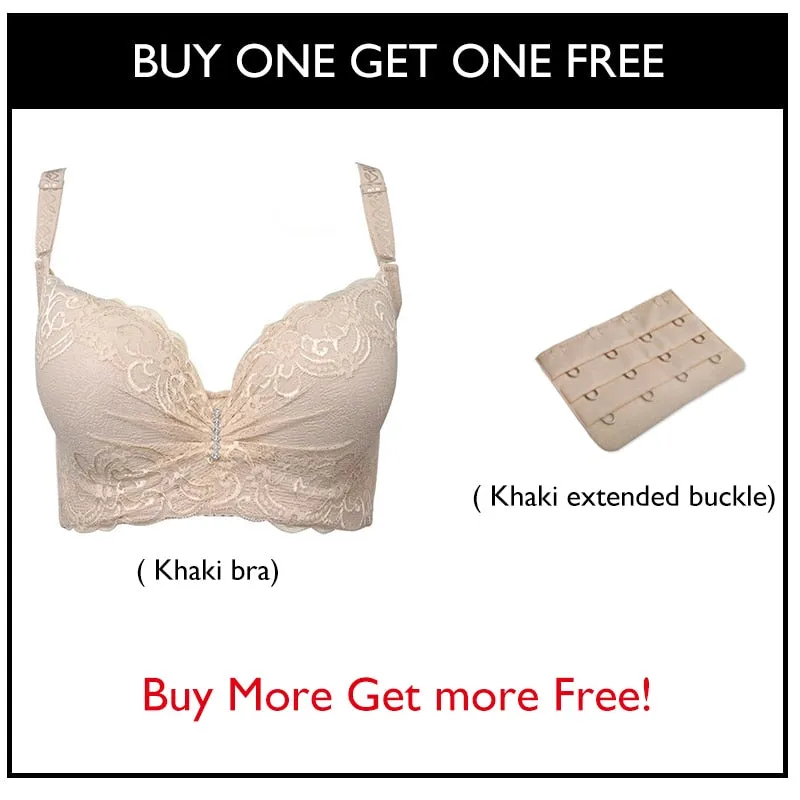 New Plus Size Bra Ultrathin Lace Bralette For Woman Racerback Push Up Cotton Brassiere Underwire C D E Cup Bras Underwear 105E