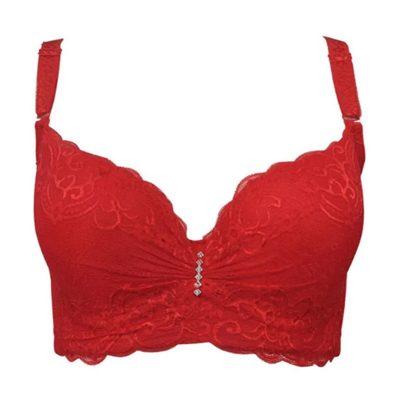 New Plus Size Bra Ultrathin Lace Bralette For Woman Racerback Push Up Cotton Brassiere Underwire C D E Cup Bras Underwear 105E