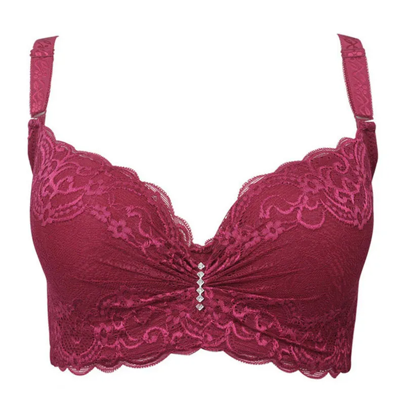 New Plus Size Bra Ultrathin Lace Bralette For Woman Racerback Push Up Cotton Brassiere Underwire C D E Cup Bras Underwear 105E