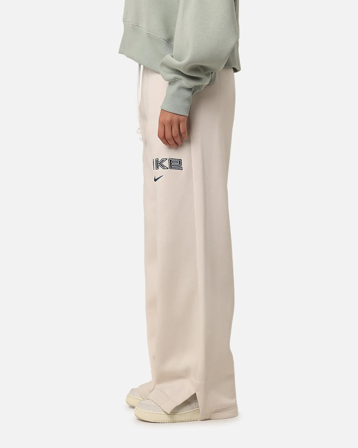 Nike Women's Sportswear Pheonix Fleece Wide Leg Logo Pants Light Orewood Brown