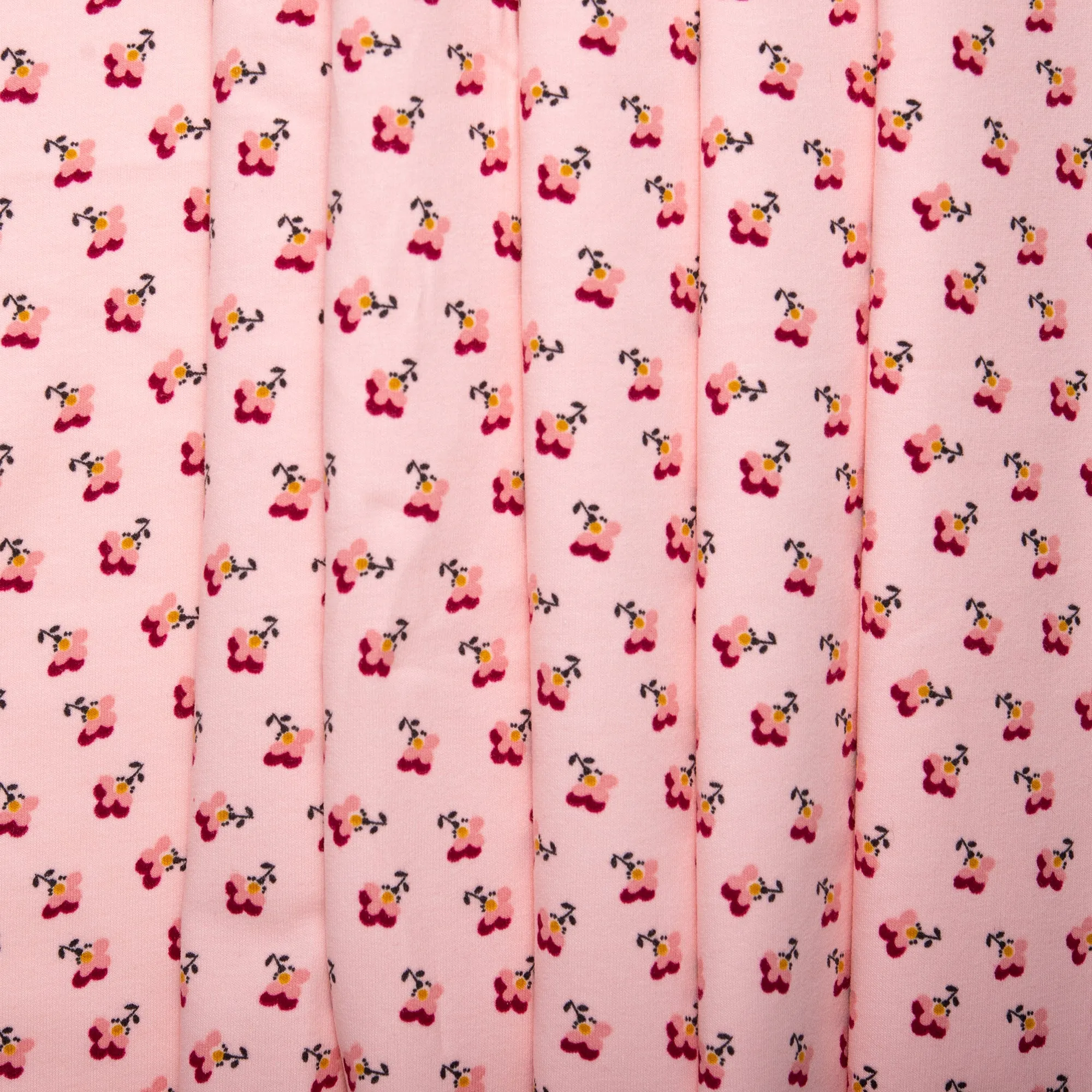 ORGANIC Printed Sweatshirt Fleece - GOTS - Flowers - Pink