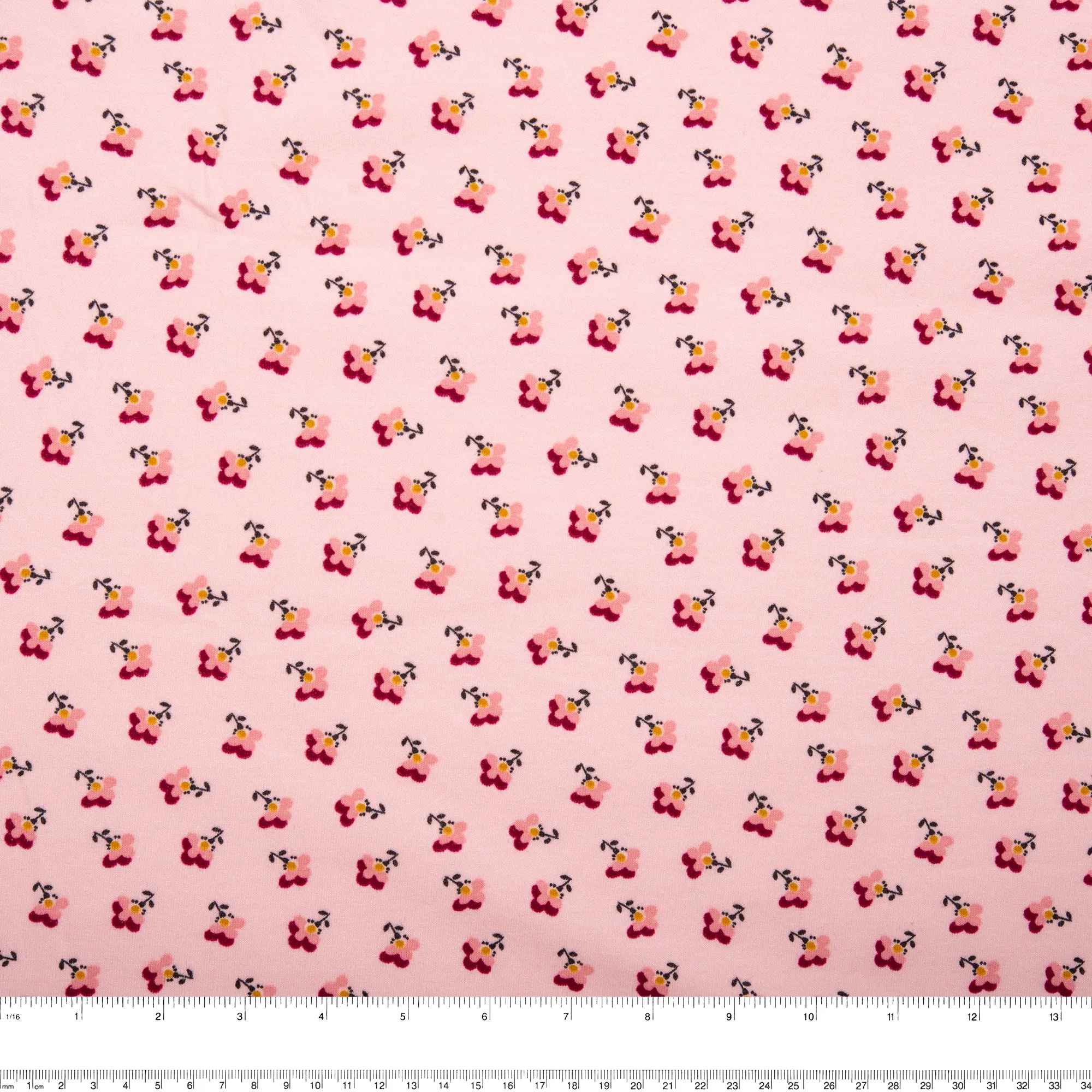 ORGANIC Printed Sweatshirt Fleece - GOTS - Flowers - Pink