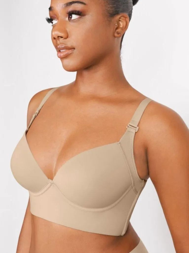 PowerSculpt® Adjustable Deep Cut Wireless Push Up Shaper Bra