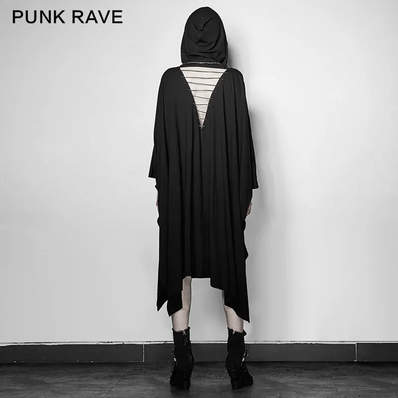 PT-117 black Bone Ghost Film Printing Loose Bat Sleeve Punk T-shirts With Cape