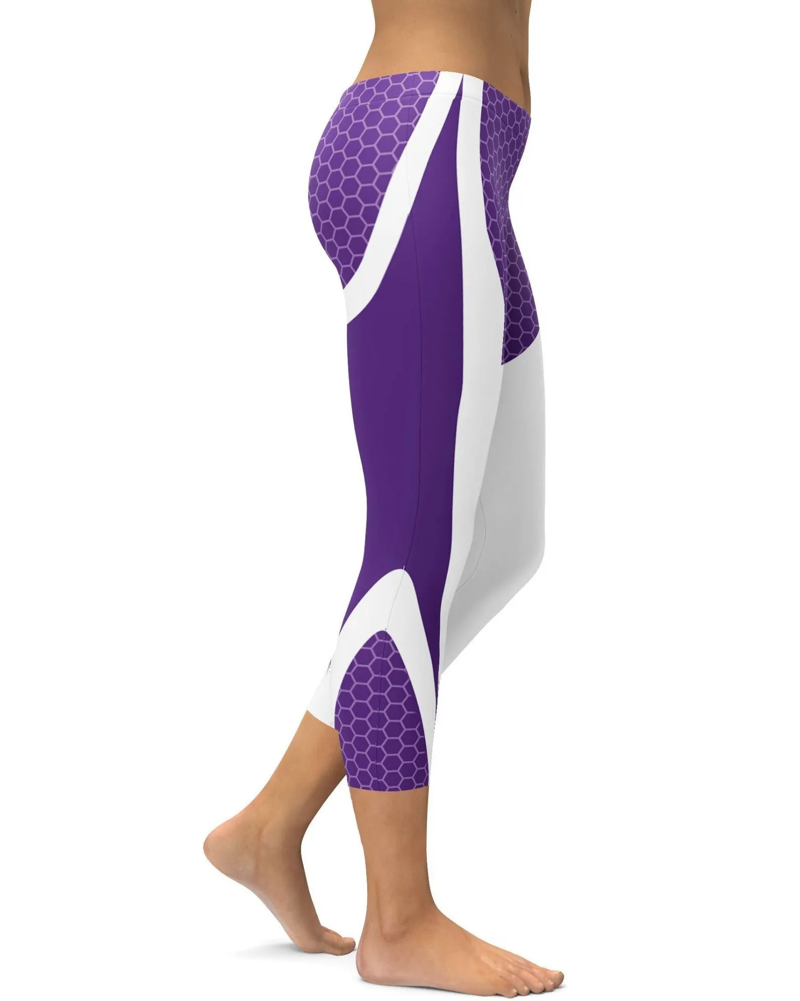 Purple Honeycomb Carbon White Capris