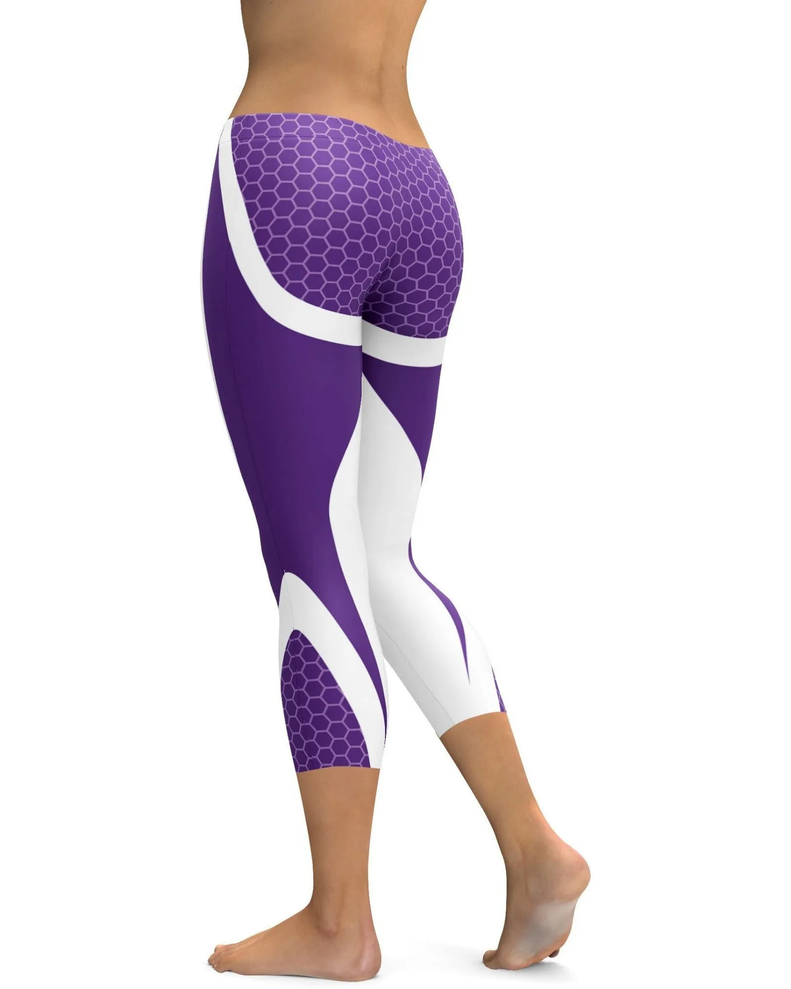 Purple Honeycomb Carbon White Capris