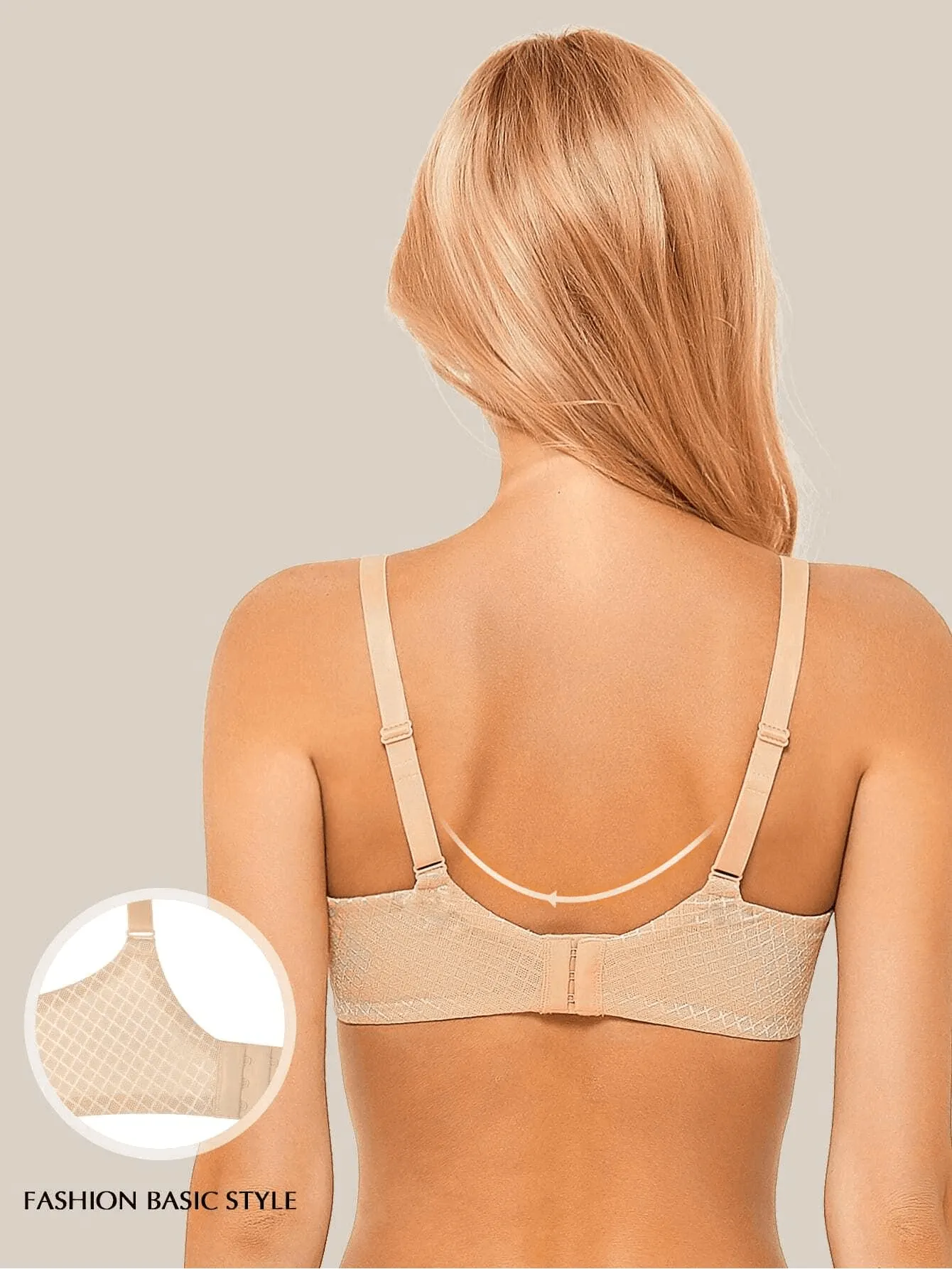 Push Up Temptation Underwired Plaid Breathable Bra Nude