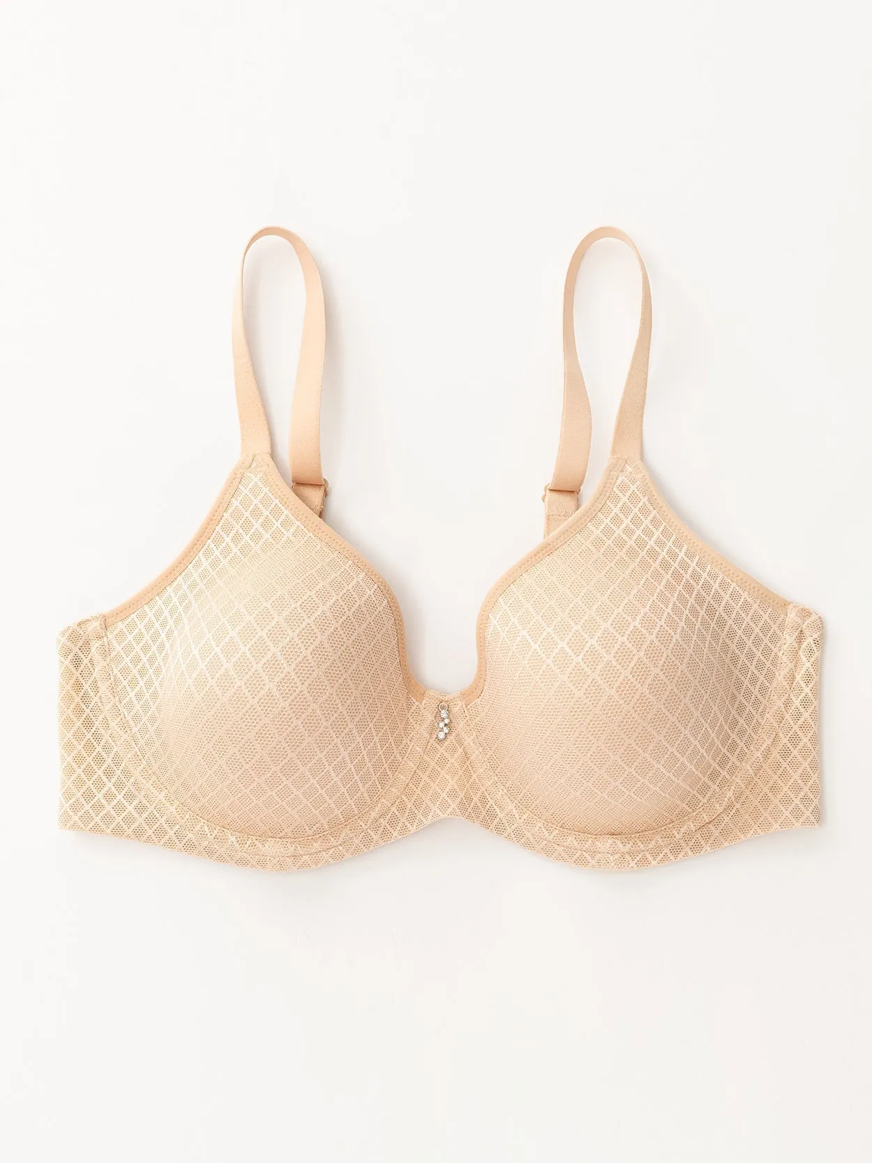 Push Up Temptation Underwired Plaid Breathable Bra Nude