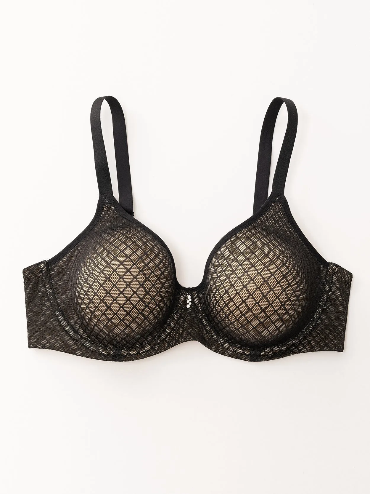 Push Up Temptation Underwired Plaid Plus Size Breathable Bra Black