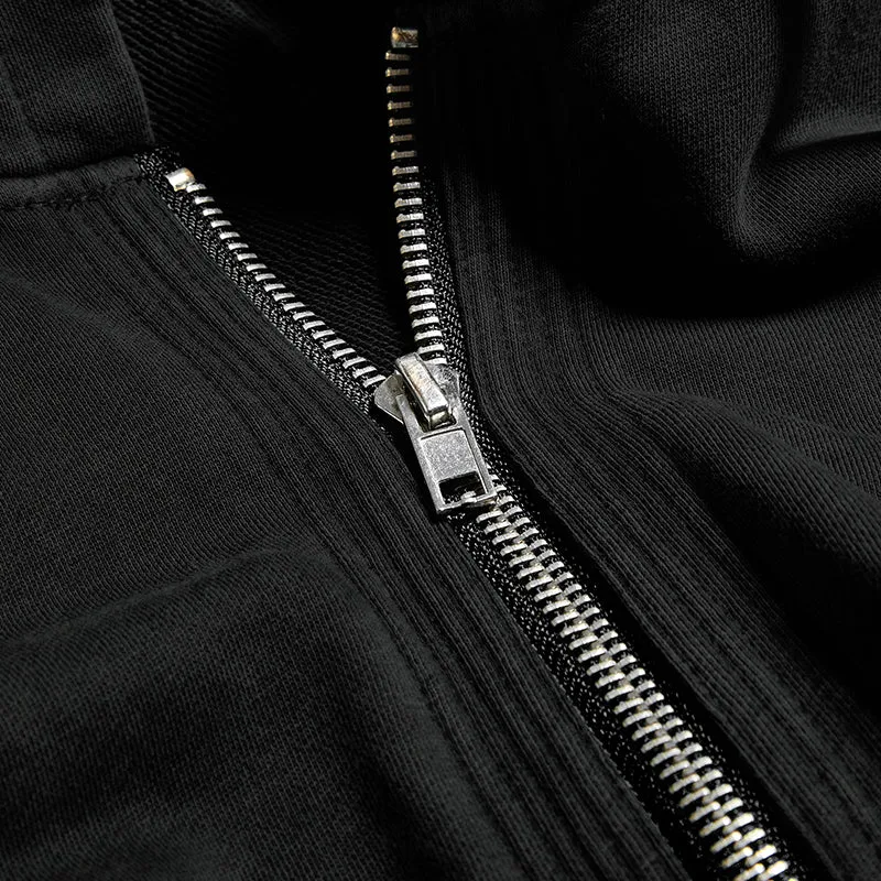 PY-216 Dark Skinny Hoodie Punk Coat With The Short Front And Long Back