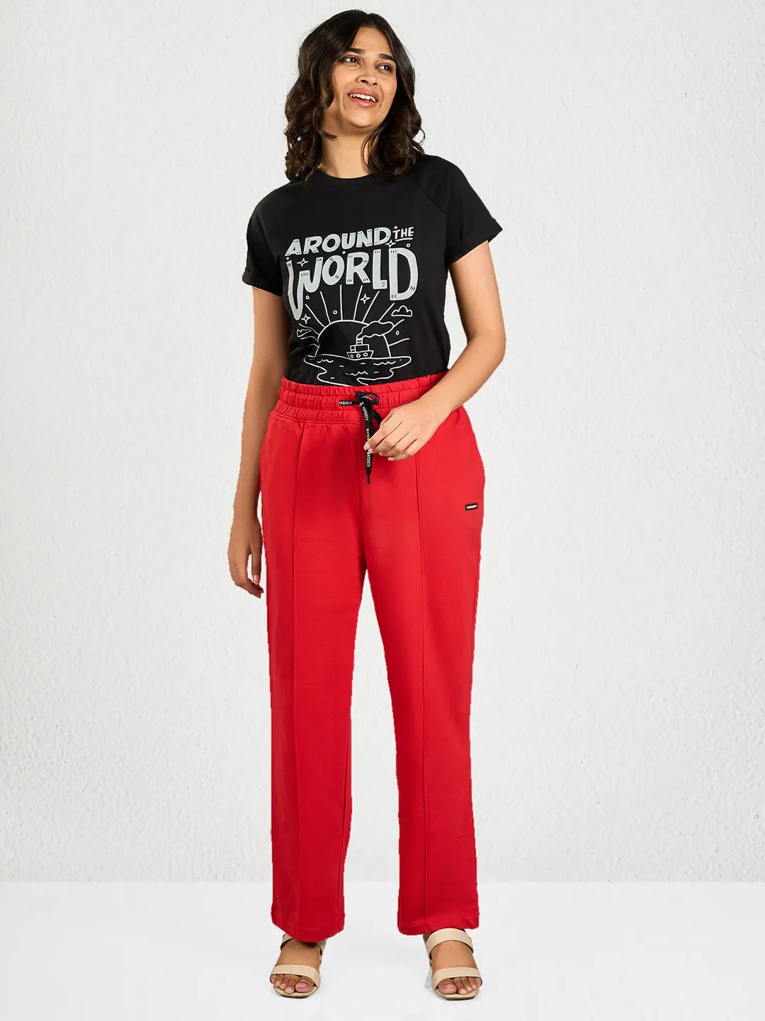 Red Solid RL Track Pant