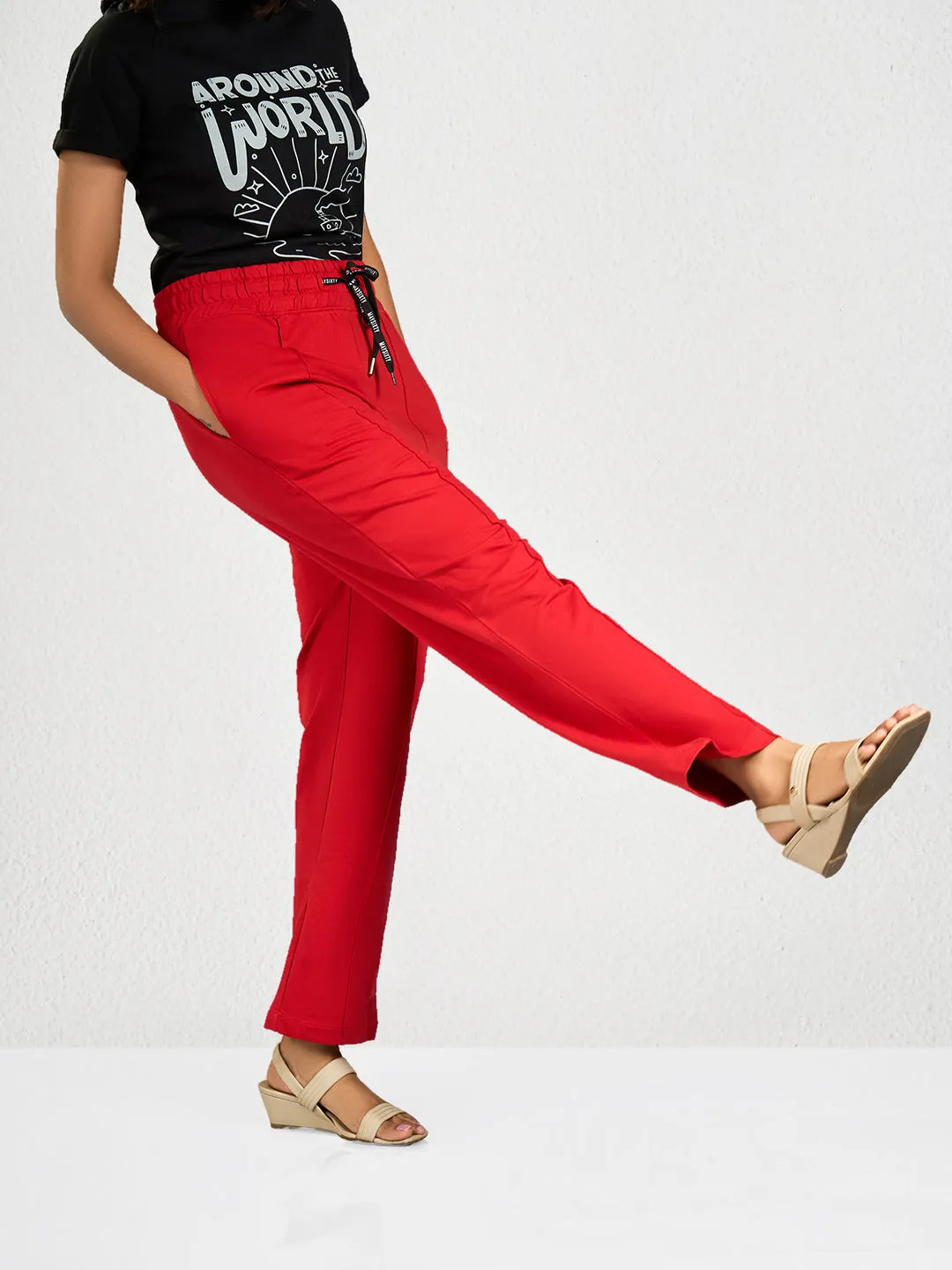 Red Solid RL Track Pant