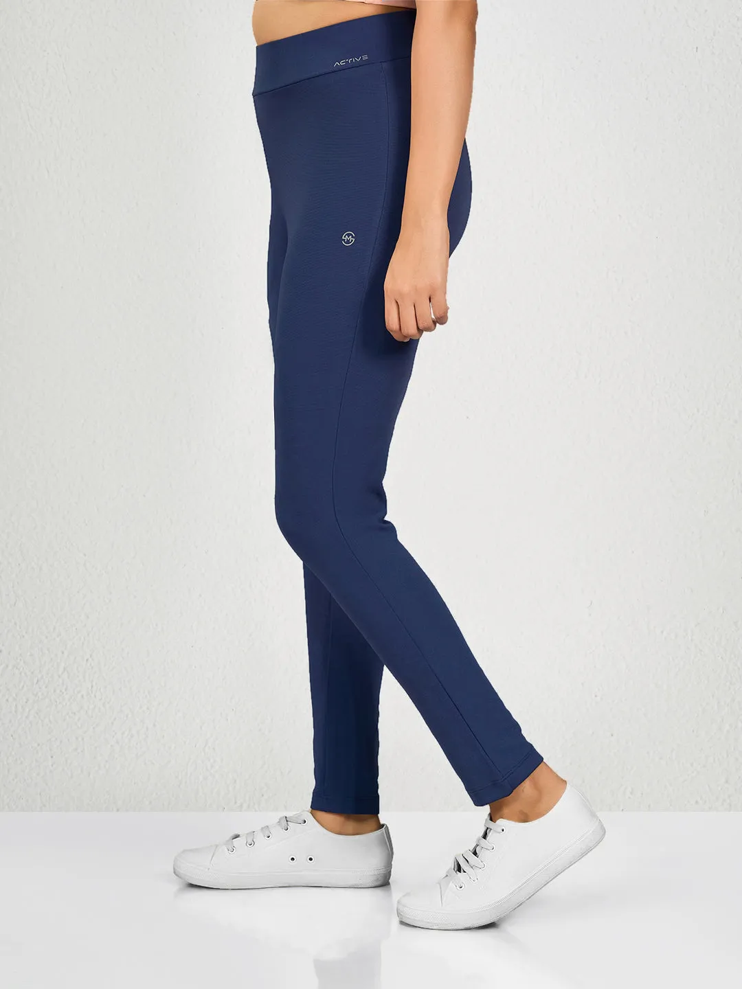 Rib Blue Solid NM Yoga Pants