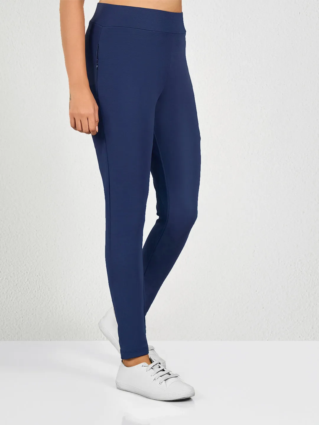 Rib Blue Solid NM Yoga Pants