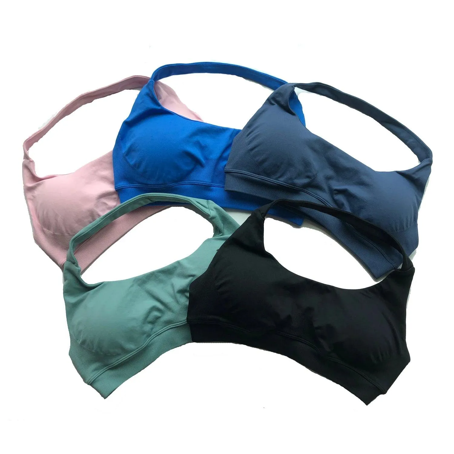 Seamless Halter Neck Sports Bra with Open Back for Women - Medium Support Workout & Yoga Crop Top