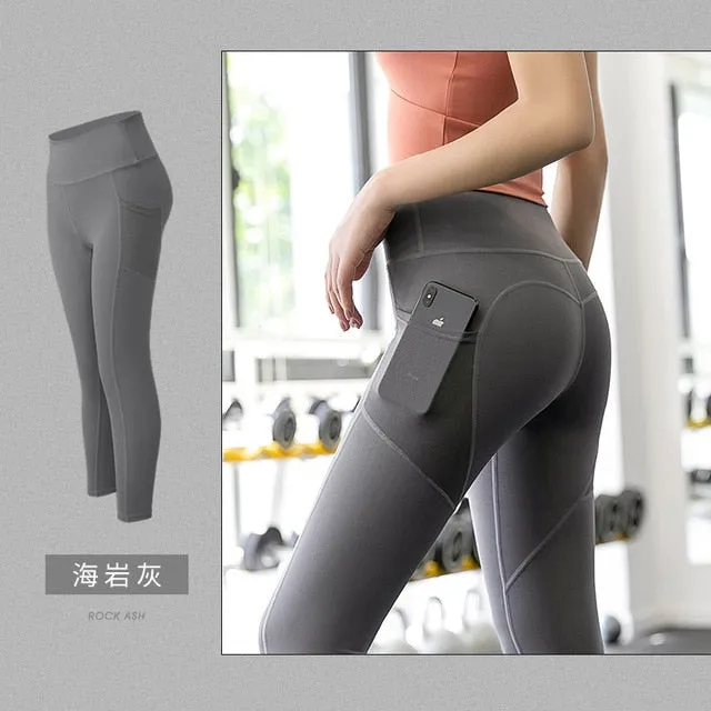 Seamless Yoga Leggings Women Fitness High Waist Yoga Pants with Phone Pocket Sportwear Gym Training Sport Running Tights